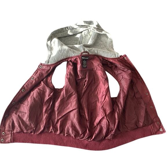 Womens Wet Seal Hooded Sweater Burgundy & Gray Color Size M Sleeveless - Picture 4 of 7